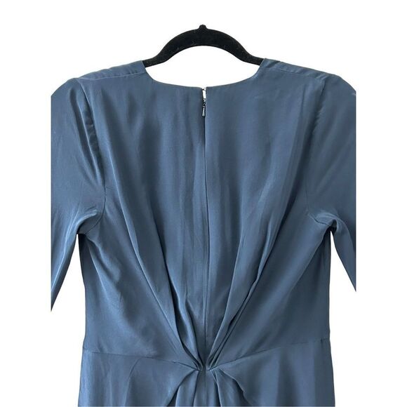 Zimmermann Long Sleeve V-Neck Twist Silk Sheath Dress Blue Women’s Size 6 - Picture 6 of 8
